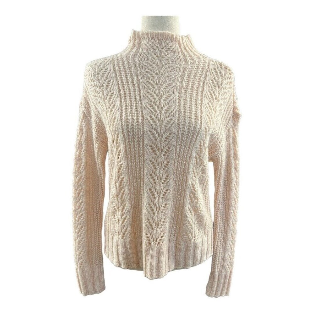 LC Lauren Conrad Mock Neck Sweater~Size XS~Pale Pink Open Knit Romantic L6 20